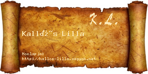 Kallós Lilla névjegykártya